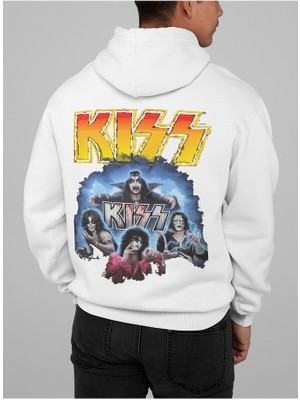 Sevbano Kiss Baskılı  Oversize Müzik Grubu Rock Metal Hoodie
