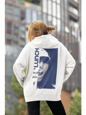 Sevbano Tasarım Billie Eilish Lunch Baskılı  Oversize Şarkıcı Hoodie