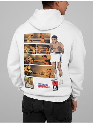 Sevbano Tasarım Muhammed Alii Clay Baskılı  Oversize Efsane Boksör Hoodie