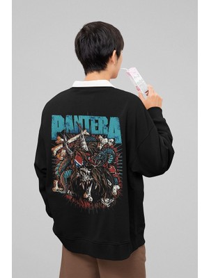 Sevbano Pantera Rock Metal Müzik Grubu Baskılı  Oversize Sweatshirt
