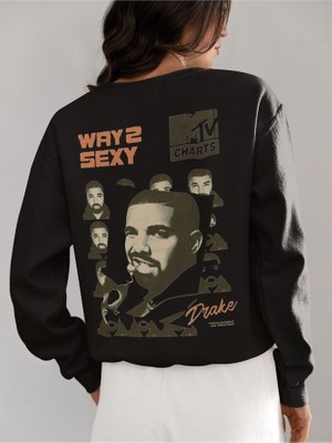 Sevbano Way 2 Sexy Drake Baskılı  Oversize Vintage Rapper Sweatshirt