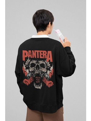 Sevbano Pantera Mouth For War Baskılı  Oversize Rock Metal Sweatshirt