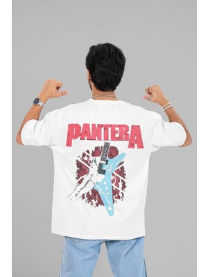 Sevbano Pantera Rock Metal Müzik Grubu Baskılı Unisex Oversize Tişört