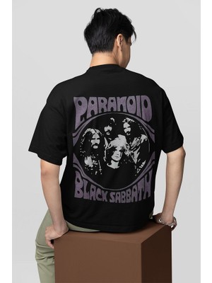 Sevbano Paranoid Black Sabbath Baskılı Unisex Oversize Müzik Grubu Tişört