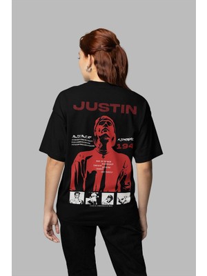 Sevbano Justin Bieber 194 Baskılı Unisex Oversize Tasarım Şarkıcı Tişört