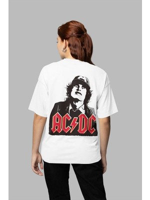 Sevbano Ac Dc Baskılı Unisex Oversize Tişört