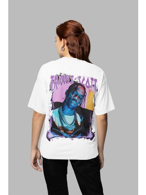 Tasarım Travis Scott Baskılı Unisex Oversize Rapper Tişört