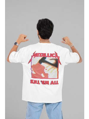 Metallica Kill 'em All Baskılı Unisex Oversize Müzik Grubu Tişört