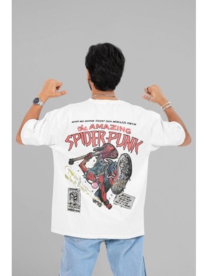 Sevbano The Amazing Spider-Punk Baskılı Unisex Oversize Tişört