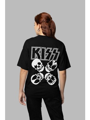 Sevbano Kiss Rock Metal Müzik Grubu Baskılı Unisex Oversize Tişört