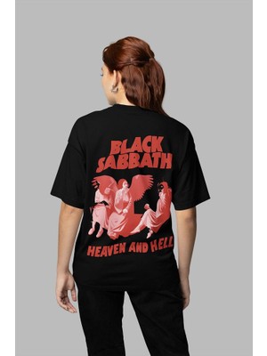 Black Sabbath Heaven And Hell Yazılı Unisex Oversize Müzik Grubu Tişört