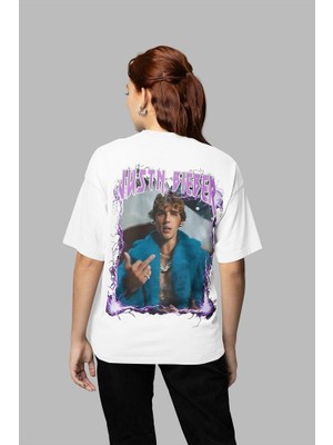 Sevbano Justin Bieber Baskılı Unisex Oversize Şarkıcı Tişört