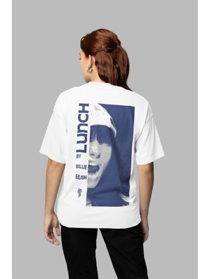 Sevbano Lunch Billie Eilish Baskılı Unisex Oversize Şarkıcı Tişört