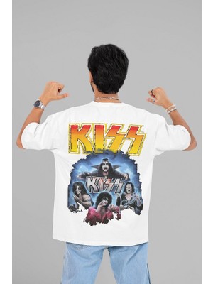 Kiss Rock Metal Müzik Grubu Baskılı Unisex Oversize Tasarım Tişört