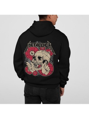 Sevbano Metallica Baskılı  Oversize Müzik Grubu Rock Metal Hoodie