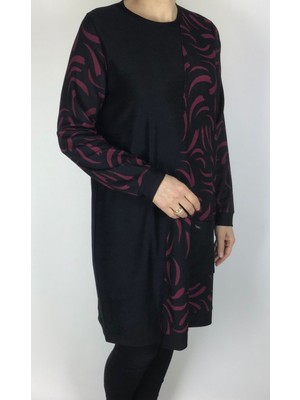 Ece Giyim Karin Kumaş Tek Cepli Etek Ucu Kolları Bantlı Mevsimlik Tunik