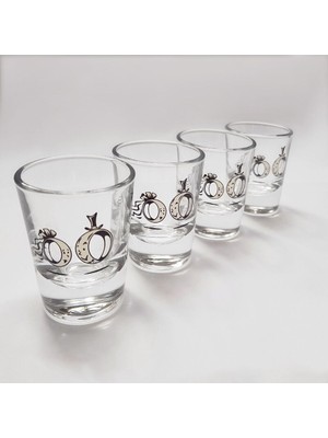 Gelin Damat Yüzük 12'li Shot Bardağı