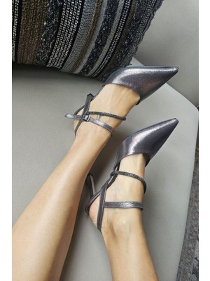 10 41 Topukla Kadın Kadeh Topuk Bilekden Bağlamalı Taşlı Abiye Stiletto