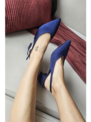 10 24 Topukla Kadın Arkası Açık Kalın Topuklu Stiletto Abiye Ayakkabı