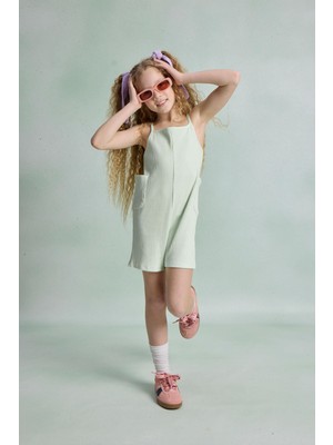 Kız Çocuk  Cep Detaylı Askılı Tulum (3-4 Yaş 8-9 Yaş)