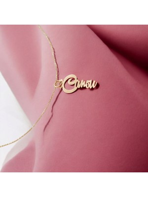 Archin Kişiye Özel İsim Kesimli 14  Ayar Altın Plakalı Zarif Kolye