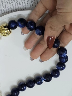 Mavi Irili Ufaklı Topçuk Kolye