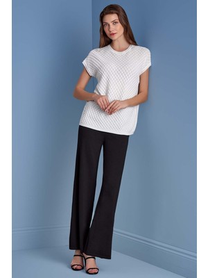 Guitar Geniş Paça Siyah Triko Pantolon