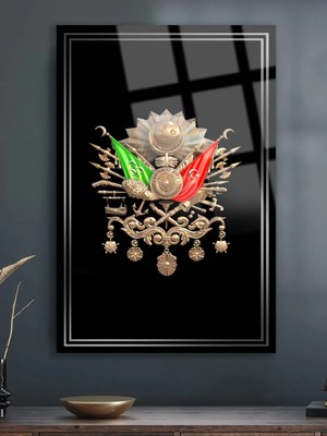 Taulart Osmanlı Tuğrası Osmanlı Padişah Lüks Kırılmaz Cam Tablo Ev Ofis Iş Yeri Hediyesi