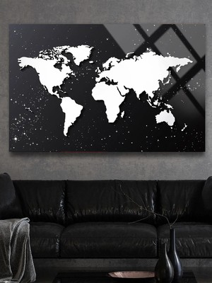 Taulart Dünya Haritası Kırılmaz Cam Tablo Ev Ofis Iş Yeri Hediyesi