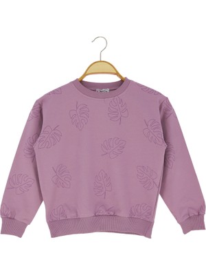 Kız Çocuk Sweatshirt Yaprak Baskılı