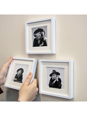 Nobbystar Yapışkanlı Sök-Tak Paspartulu Beyaz 14X14CM Pola Kare Fotoğraf Çerçevesi - 3'lü paket