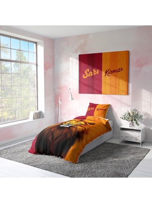 Viadela Sarı Kırmızı Aslan Desenli Nevresim Takımı (Çarşafsız)