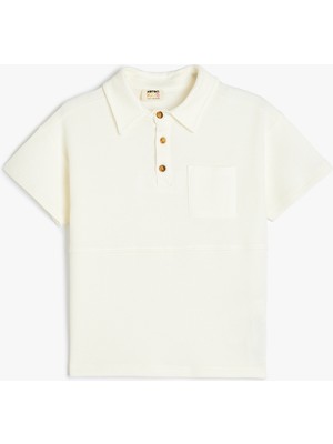 Koton Düğme Detaylı Polo Yaka Kısa Kollu Pamuklu Tişört