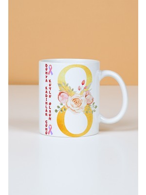 Caisya 8 Mart Dünya Kadınlar Günü Hediyesi Baskılı Kupa Bardak Çay Kahve Fincanı-5