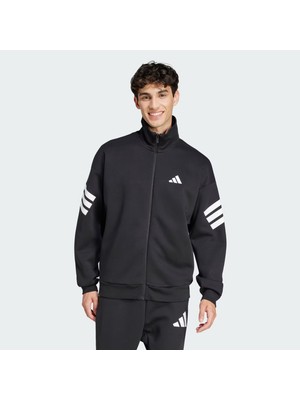 adidas Erkek Siyah Ceket M FI 3S TT JD4885 Düz Desenli Kapüşonlu Rahat Kesim Sezonluk