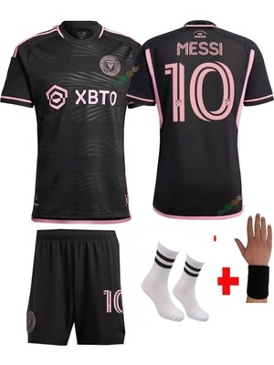 Sidas Lionel Messi Inter Mıamı Siyah Çocuk Futbol Forması 4lü Set