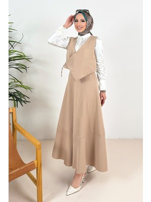 İlkimay.Com Leris Yelek Etek Ikili Takım 1346 - Taş