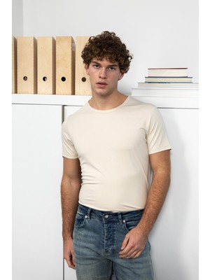Dar Kesim T-Shırt - Bej
