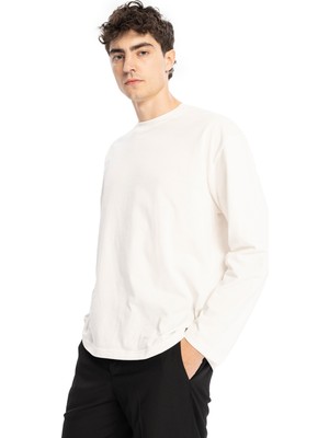 Basıc Uzun Kol T-Shırt - Beyaz