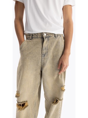 Baggy Fıt Jean - Bej