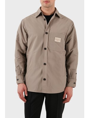 Emporio Armani Relaxed Fit Yama Cepli ve Logo Yamalı Gömlek Ceket Erkek Gömlek Ceket EM001629 AF13770 U6107