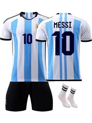 Sidas Arjantin Messi 3 Yıldız Dünya Kupası Çocuk Forma Takımı 4 Parça