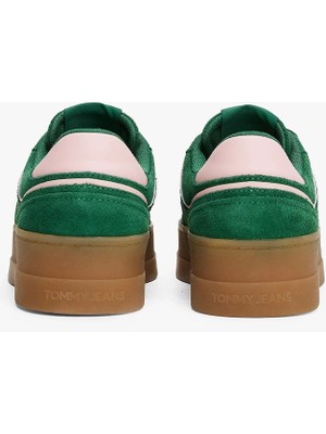 Tommy Hilfiger Kadın Süet Platform Taban Yeşil Sneaker