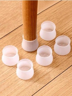 Mis Kitchen - 24 Adet Beyaz Silikon Masa ve Sandalye Ayağı İçin Kaydırmaz Yıkanabilir Mobilya Çorabı MK60F00