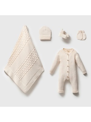 8264N Unisex Bebek Triko Gots 5'li Kutulu Naturel Hastane Çıkış Seti