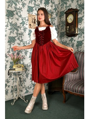 Madame Lucid Velvet Korseli Vintage Elbise