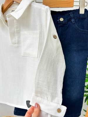 Berme Kids Keten Gömlek Kot Pantolon Takım