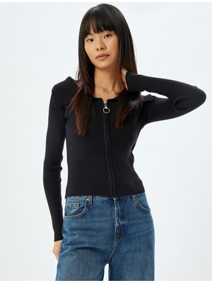 Koton Fermuarlı Hırka Uzun Kollu Slim Fit
