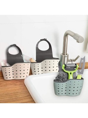 1 Adet Ayarlanabilir Kayışlı Plastik Asılabilir Sepet - Mutfak ve Banyo Depolama Lavabo Düzenleyici