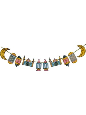 Bkmc Ramazan 10'lu Dekoratif Özel Makaron Seri Banner Süs